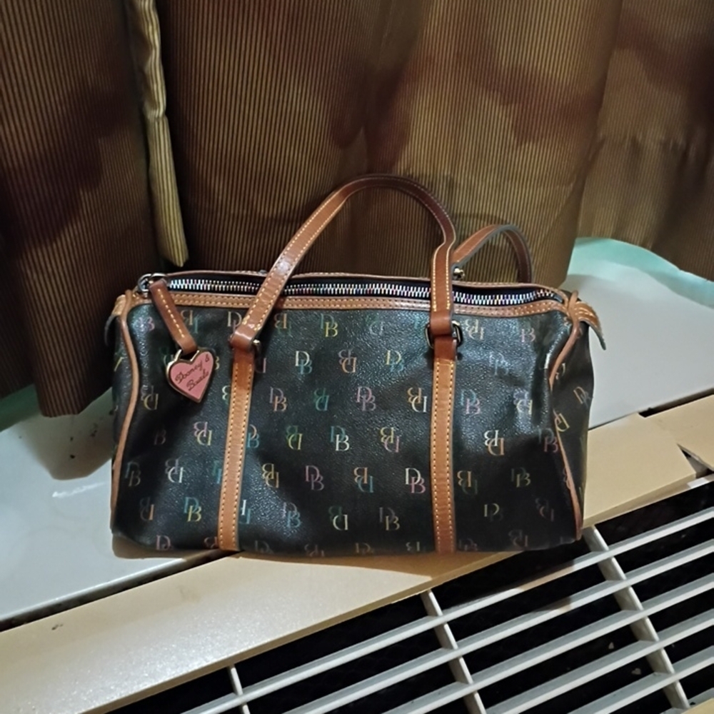 Dooney & Bourke Multicolor Monogram Satchel with Tan Trim - Picture 3 of 7
